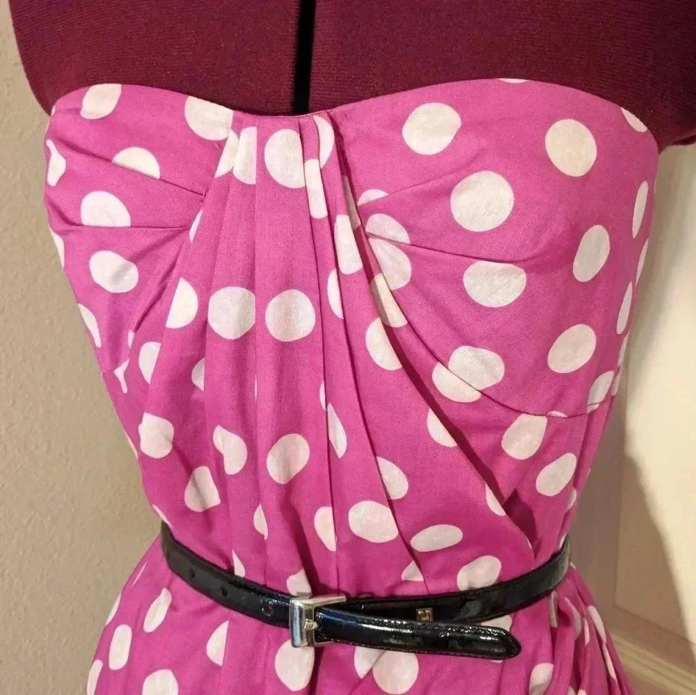 Anthropologie Leifsdottir Pink Polka Dot Dress - Picture 3 of 8